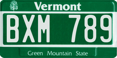 VT license plate BXM789