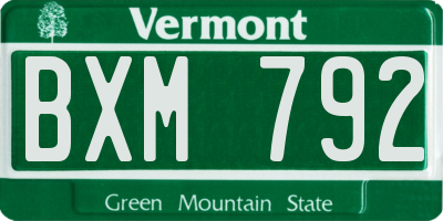 VT license plate BXM792