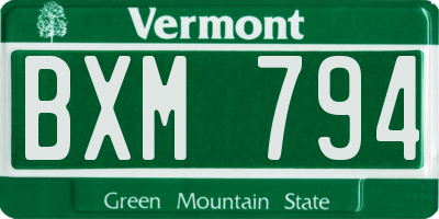 VT license plate BXM794