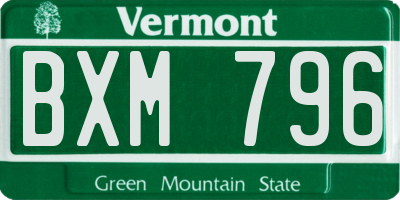 VT license plate BXM796