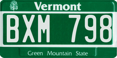 VT license plate BXM798