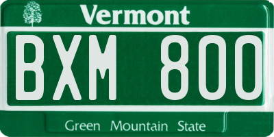 VT license plate BXM800