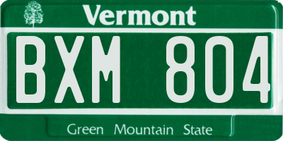 VT license plate BXM804