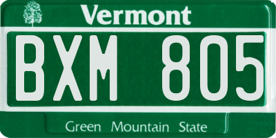 VT license plate BXM805