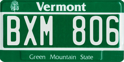 VT license plate BXM806
