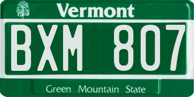 VT license plate BXM807