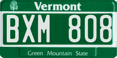 VT license plate BXM808