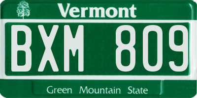 VT license plate BXM809