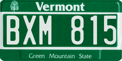 VT license plate BXM815