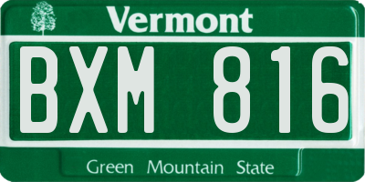 VT license plate BXM816