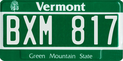 VT license plate BXM817