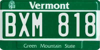 VT license plate BXM818
