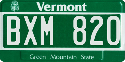 VT license plate BXM820