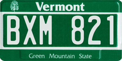 VT license plate BXM821
