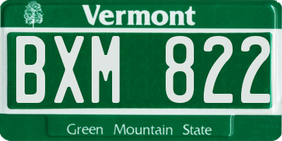 VT license plate BXM822