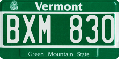 VT license plate BXM830