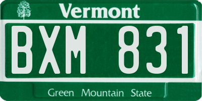 VT license plate BXM831