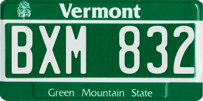 VT license plate BXM832