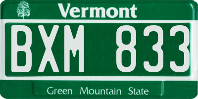 VT license plate BXM833
