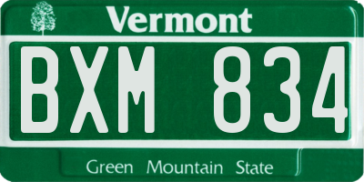 VT license plate BXM834