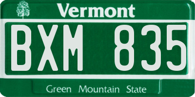 VT license plate BXM835