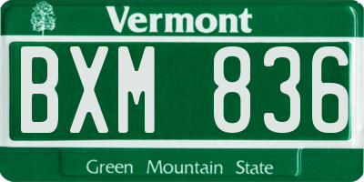 VT license plate BXM836