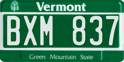 VT license plate BXM837