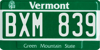 VT license plate BXM839