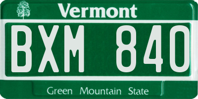 VT license plate BXM840