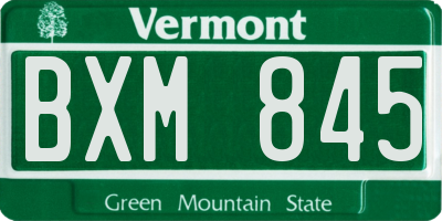 VT license plate BXM845