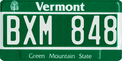 VT license plate BXM848