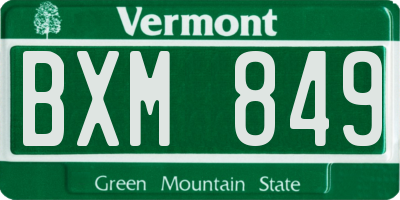 VT license plate BXM849