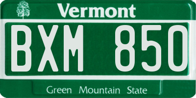 VT license plate BXM850