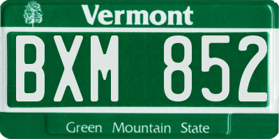 VT license plate BXM852