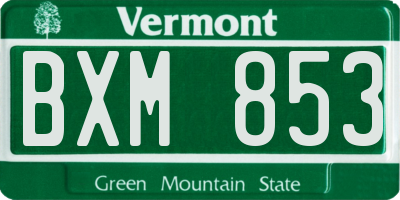 VT license plate BXM853
