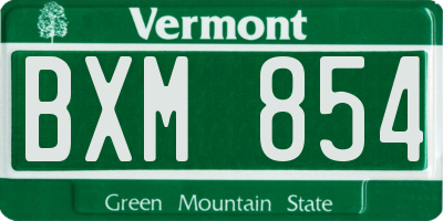 VT license plate BXM854