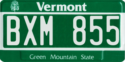 VT license plate BXM855