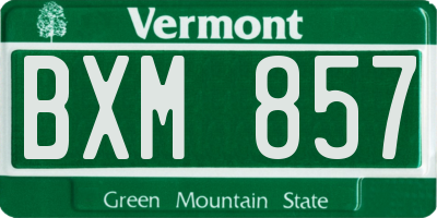 VT license plate BXM857