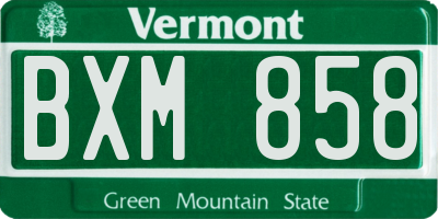 VT license plate BXM858