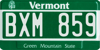 VT license plate BXM859