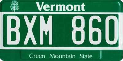 VT license plate BXM860