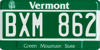 VT license plate BXM862