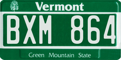 VT license plate BXM864