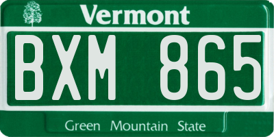 VT license plate BXM865