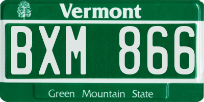 VT license plate BXM866