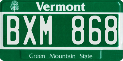 VT license plate BXM868
