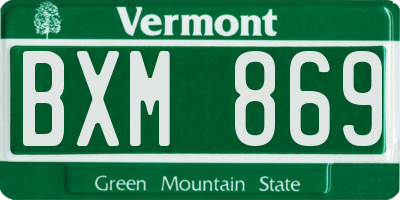 VT license plate BXM869