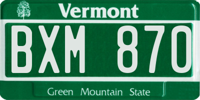 VT license plate BXM870