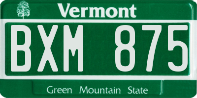 VT license plate BXM875