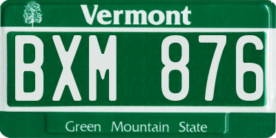 VT license plate BXM876